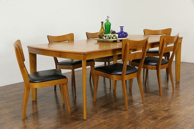 Midcentury Modern Vintage Dining Set 6 Chairs, Table Heywood Wakefield #34544 photo
