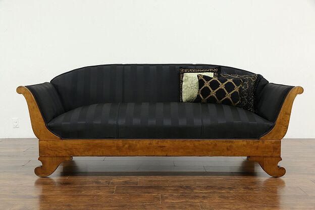 Empire Biedermeier Antique 1840 Scandinavian Sofa, Recent Upholstery #34601 photo