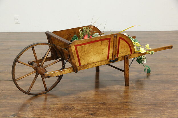 Victorian Antique Child Size Toy Wheelbarrow, Plant Stand #35186 photo