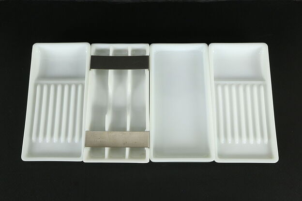 Antique Milk Glass Dental Trays, The American Cabinet Co.,Two Rivers #35257 photo