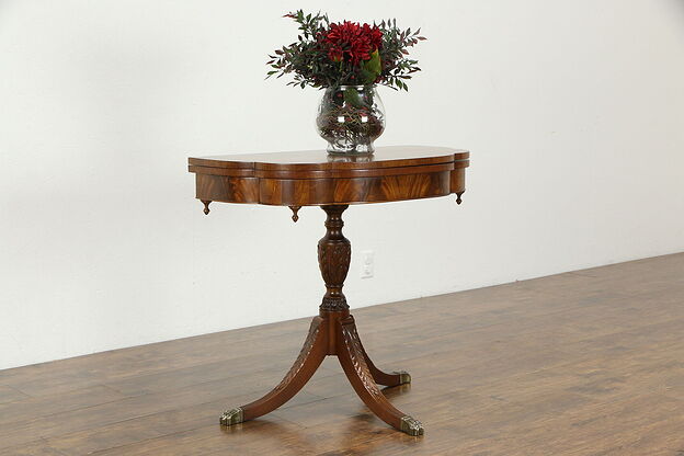 Georgian Vintage Mahogany Hall Console Opens to Game Table, Warsaw #35303 photo
