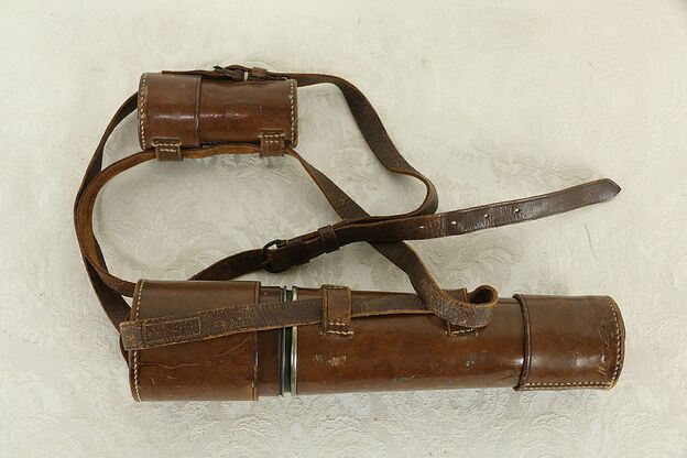 Brass Antique 4 Section Telescope, Leather Case, 2 Eyepieces Bapty London #35658 photo