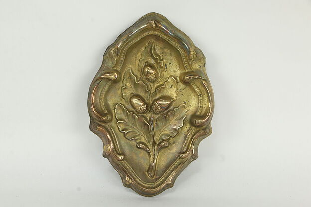 Victorian Antique Gold Plated Oak Leaf & Acorn Valance Fragment #35145 photo