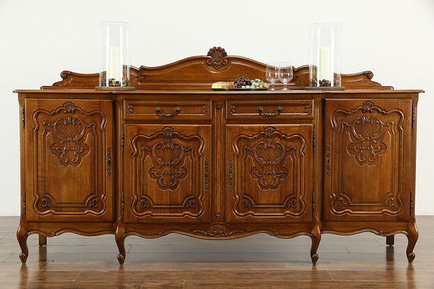 Oak Country French Provincial Vintage Sideboard Buffet Server, TV Console #35874 photo