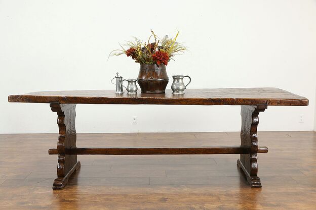 Spanish Colonial Farmhouse Oak Dining or Library Table Desk #39463 photo