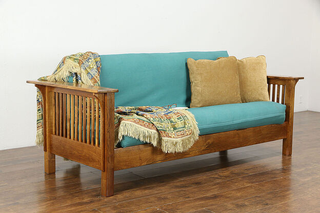 Craftsman Hand Crafted Mesquite Sofa or Settee, Futon Cushion, Arroyo '95 #36206 photo