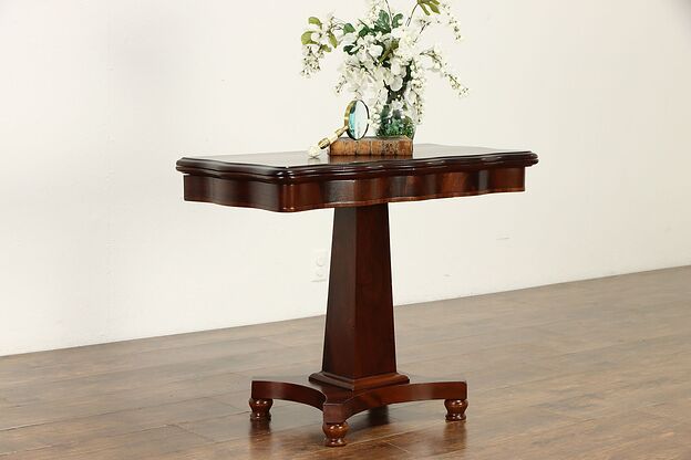 Empire Antique 1830 Mahogany Flip Top Console opens to Game Table #35116 photo