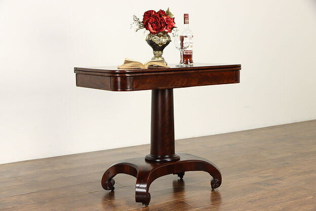 Empire Mahogany & Cherry Antique Flip Top Console & Game Table #35788 photo