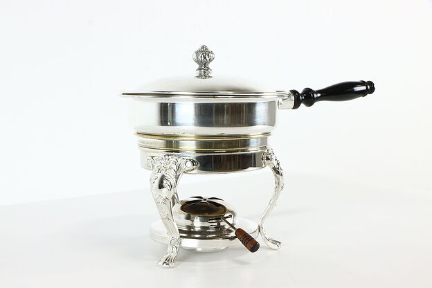 Silverplate Vintage Chafing Dish, Water Bath, Alcohol Burner #37769 photo
