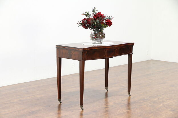 Hall Console Opens to Vintage Game or Dining Table, 3 Leaves, Paine #30170 photo