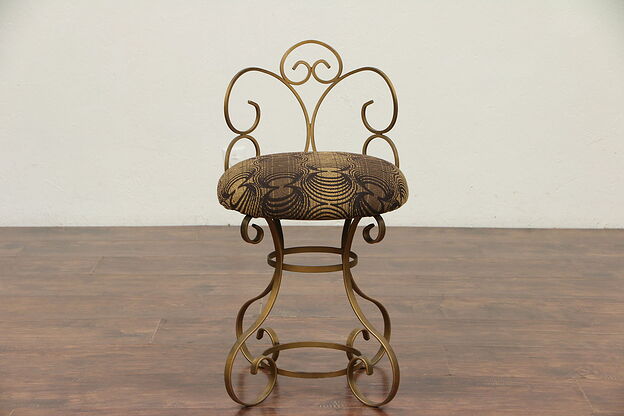 Midcentury Modern 1960 Vintage Vanity Chair or Stool, New Upholstery #29702 photo