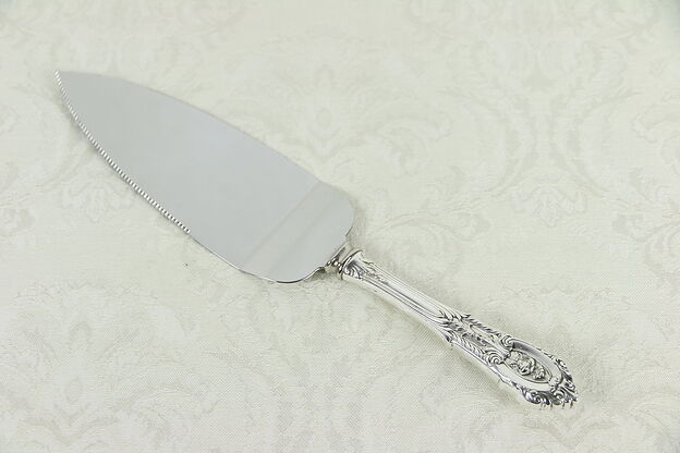 Cake or Pie 10" Server Sterling Silver Rose Point Handle Signed Wallace #30141 photo