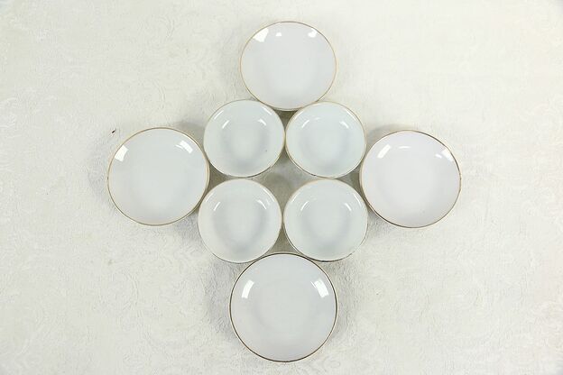 Set of 8 Porcelain Sauce Dishes, 2 Sizes, Gold Rims photo