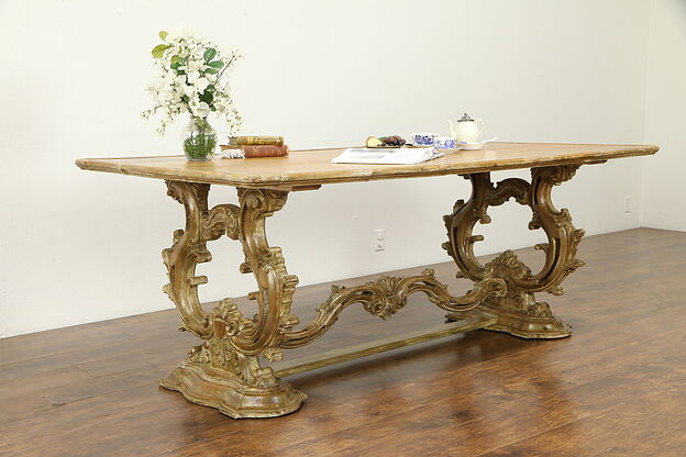 Baroque Carved Italian Vintage Dining or Library Table, Dominick Argento #31443 photo