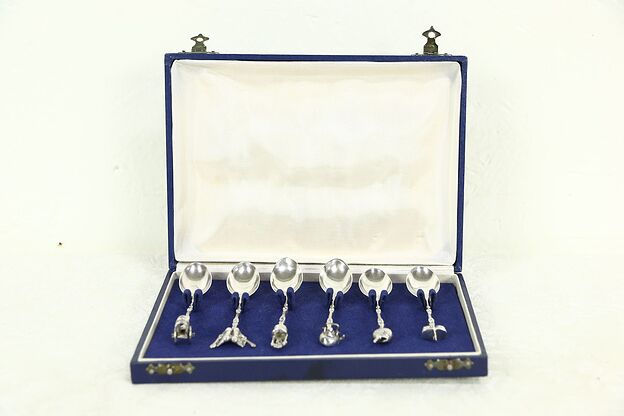 Set of 6 Demitasse Coffee Small Teaspoons, Signed 900 Argentia Silver photo