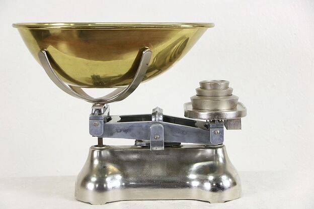 Brass & Nickel 1900 Antique Candy Scale, Weights photo
