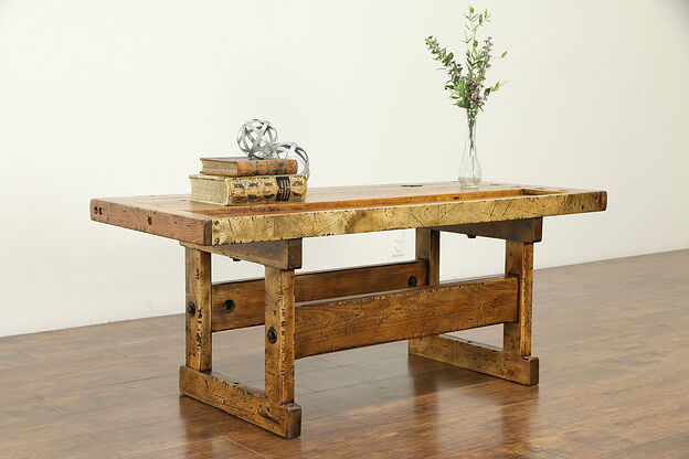 Coffee Table Salvaged from Antique Maple Carpenter Workbench  #31211 photo