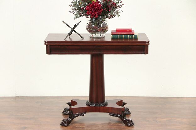 Empire Antique 1825 Console, Opens to Game Table, Lion Paw Feet #29551 photo