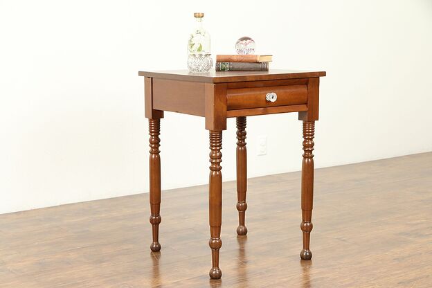Cherry Antique 1840 Nightstand or End Table, Glass Knob, Ohio #31051 photo