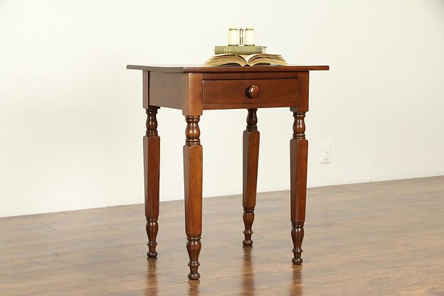 Victorian Antique 1860 Cherry Lamp Table or Nightstand #32084 photo