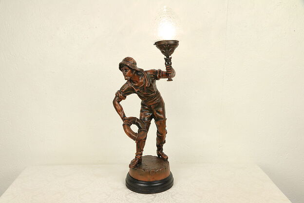 Sailor to the Rescue, Antique Statue Newel Post Lantern or Lamp #29677 photo