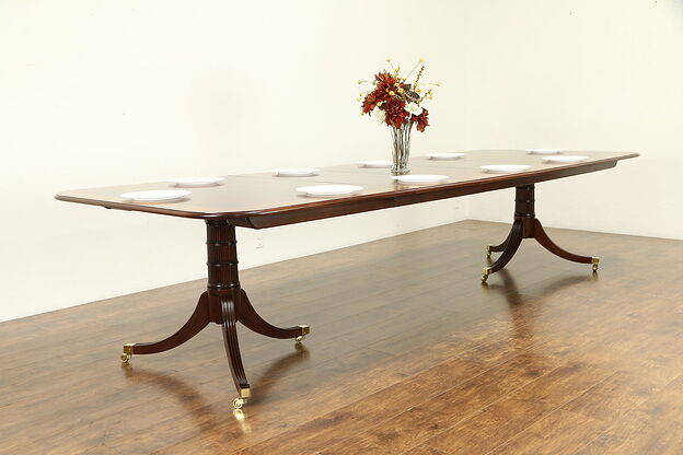 Baker Signed Vintage Banded Mahogany 11' 4" Dining Table, 3 Leaves #30868 photo
