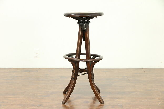 Artist, Drafting or Architect Antique Swivel Adjustable Stool, Bolts #30623 photo