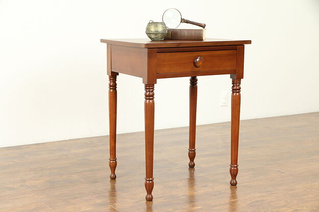 Cherry Antique 1820 Sheraton Nightstand or Lamp Table, Ohio #31050 photo