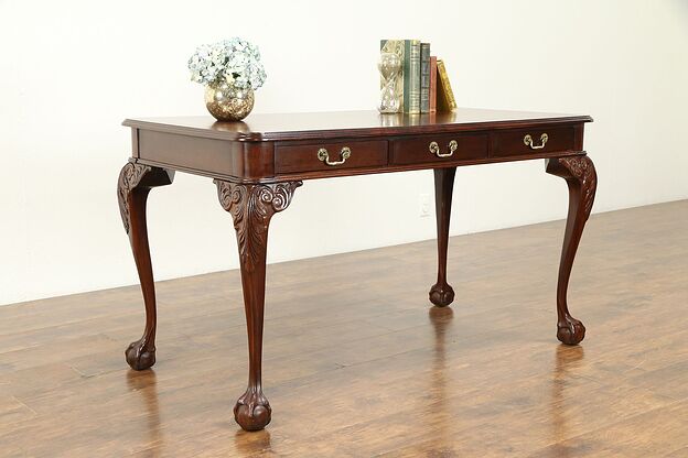 Georgian Chippendale Style Vintage Library Table or Desk, Bernhardt #31138 photo