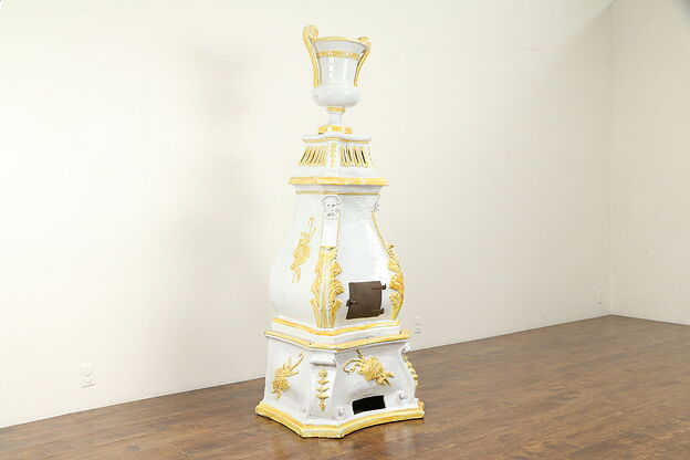 Hand Painted 17th Century Style Italian Vintage Ceramic Stove or Heater #30882 photo