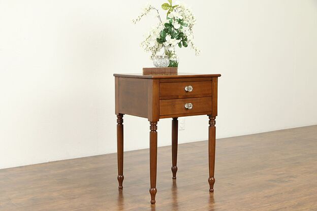 Sheraton Antique Cherry 1830's Nightstand or Lamp Table, New England #31331 photo