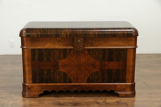 Art Deco Waterfall 1935 Vintage Cedar Trunk or Blanket Chest, Caswell  #30076 photo