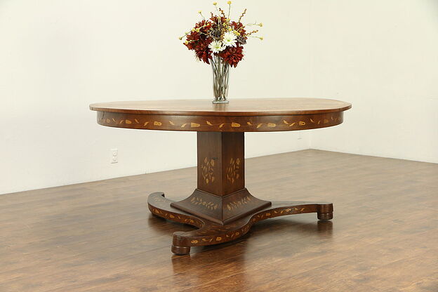 Dutch Antique Inlaid Marquetry Hall Center, Breakfast or Dining Table #30720 photo