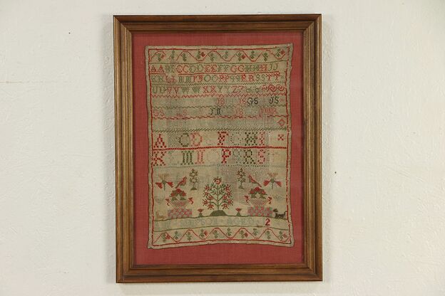 Sampler Early 1800's Antique Needlework, Signed Ann Simpson Aged 12  #29648 photo