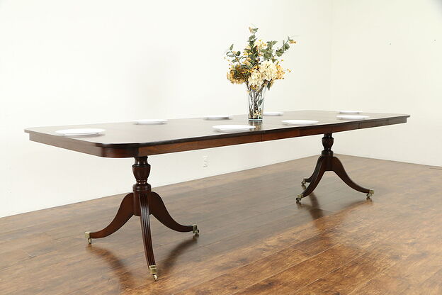 Traditional Mahogany English Antique Dining Table, Opens 10 1/2' #31106 photo