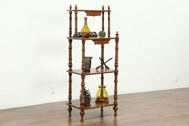 Victorian Antique Marquetry Curio Etagere Dessert or Music Stand #28729 photo
