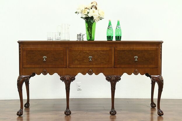 Georgian Style Vintage Carved Walnut Sideboard, Server, Buffet by Klode #28838 photo