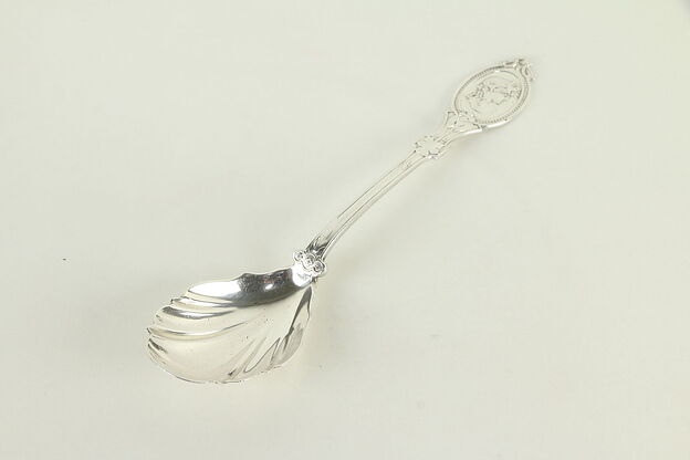 Victorian Antique Silverplate Shell Serving Spoon, Young Lady, H & S #31547 photo