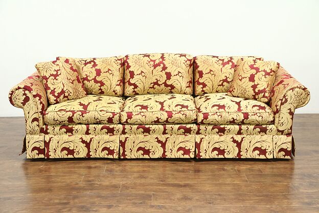 Scalamandre Upholstered Vintage Down Cushion Sofa #28751 photo