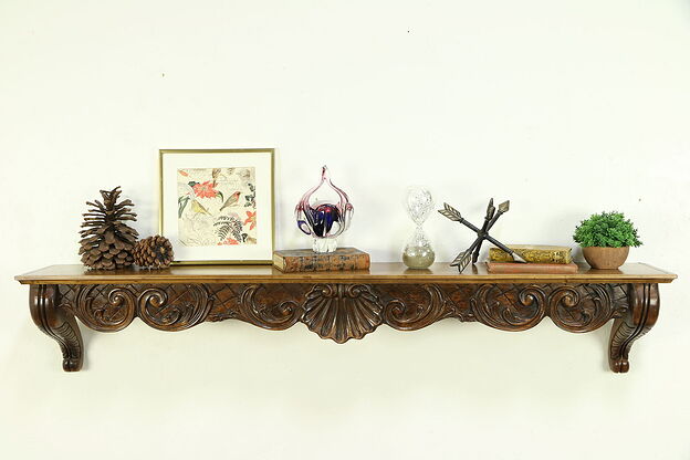 Shell Carved Fruitwood Fireplace Mantel or Wall Shelf #30655 photo