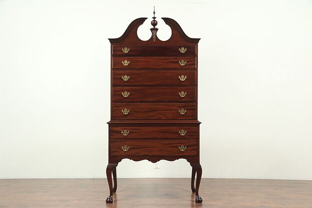 Georgian Vintage Mahogany Tall Chest on Chest or Highboy, Signed Scott #29180 photo