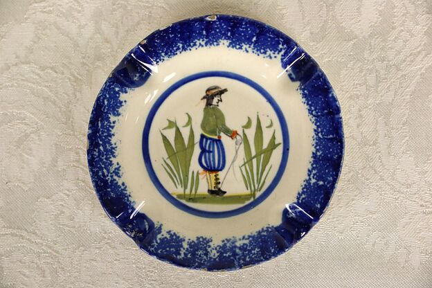 Henriot Quimper Signed Ashtray, Hand Painted, Brittany, France photo