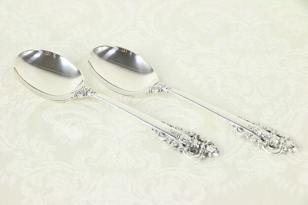 Grand Baroque Wallace Pair Sterling Silver 6" Cream Soup, Serving Spoons  #30267 photo