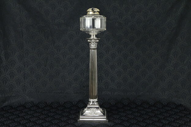 Classical Silverplate Antique 1850 Salvage Oil Lamp Base & Font #31066 photo