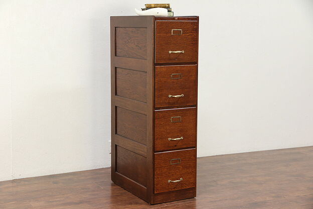 Oak Antique 4 Drawer Library or Office Filing or File Cabinet, Weis #29710 photo