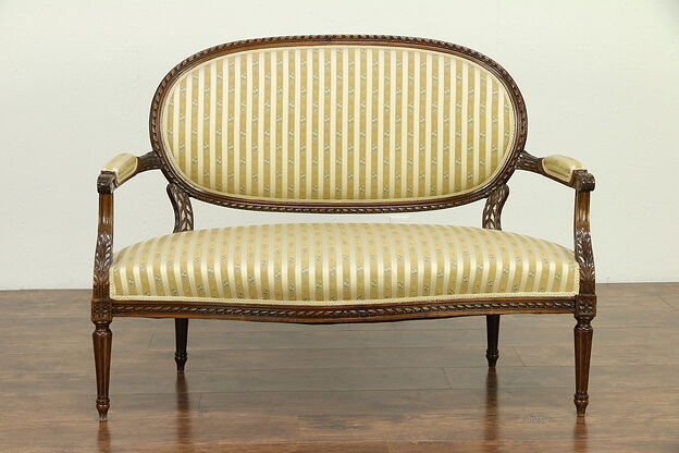 French Louis XVI Antique Carved Fruitwood Salon Loveseat #30654 photo