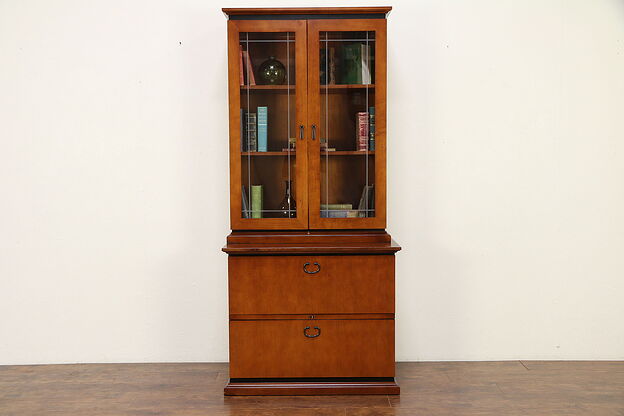Cherry Vintage Library or Office Lateral File & Bookcase, Paoli A #30600 photo