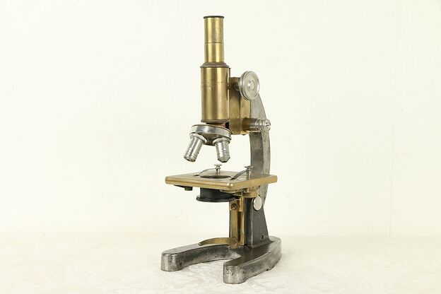 Victorian Brass & Iron Antique English Microscope, Cooke of York #30885 photo