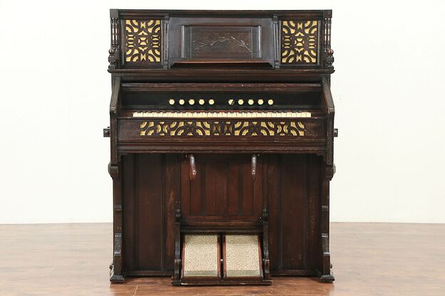 Victorian Eastlake Antique Walnut Pump or Reed Organ, Kimball Chicago #29182 photo