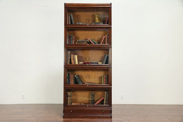 Oak Antique 5 Stack Lawyer Bookcase, Signed Macey #29975 photo